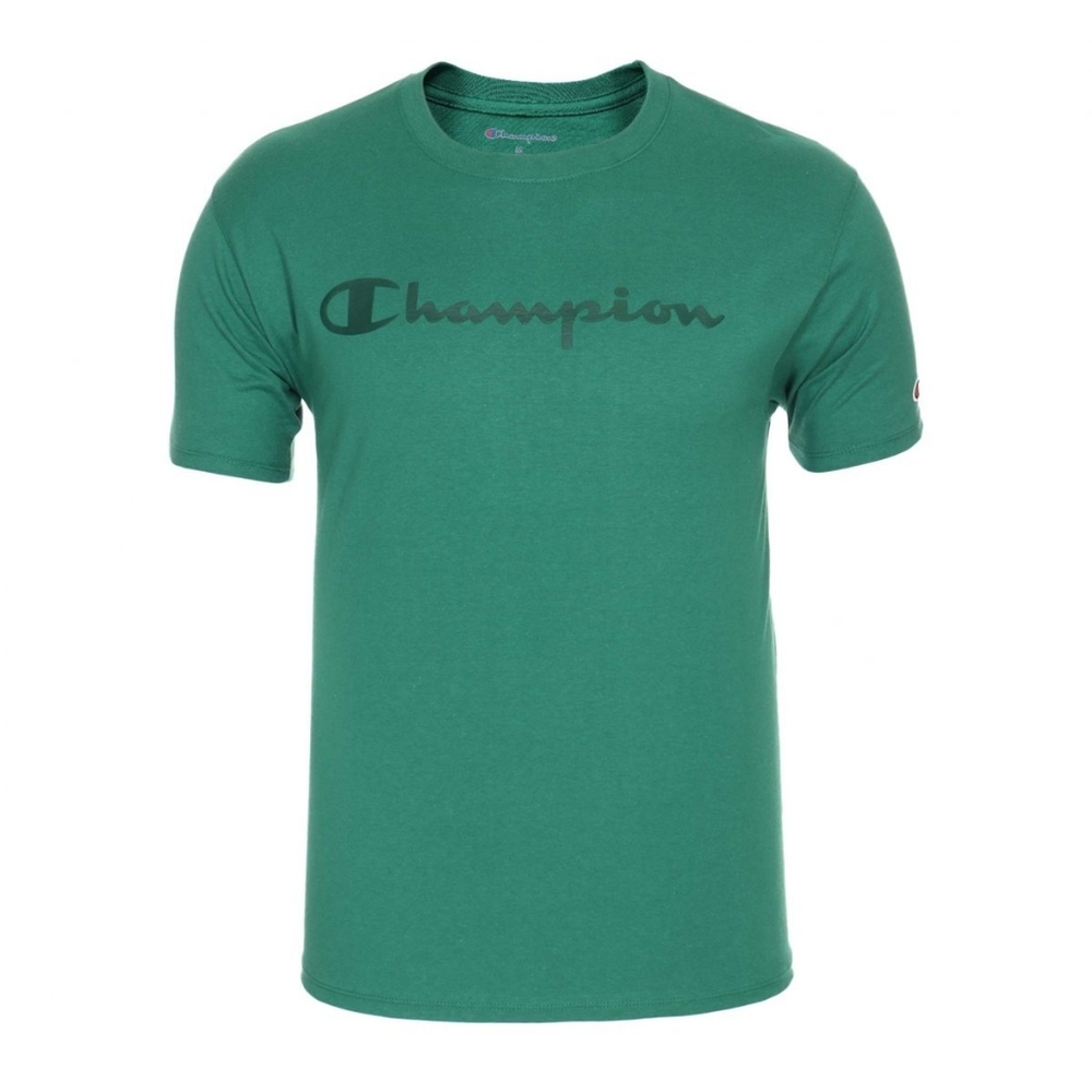 Champion Basic Green Big Script Logo Short Sleeve Tee Size Large
